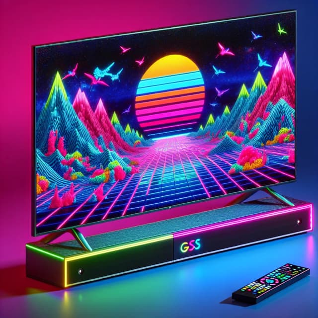 Image of Neon Dreams Smart TV with Retro Accessories