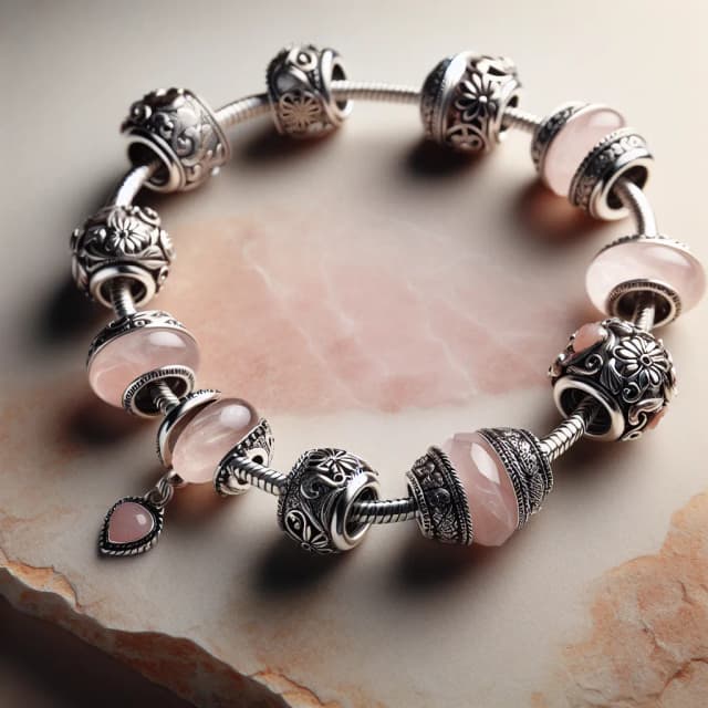 Image of Rose Quartz Charm Bracelet