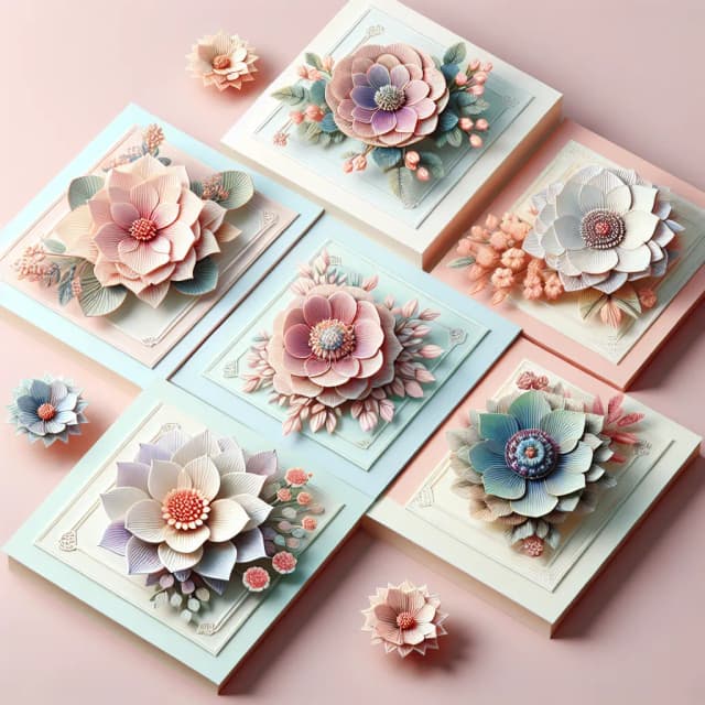 Image of Pastel Isometric Flower Card Set